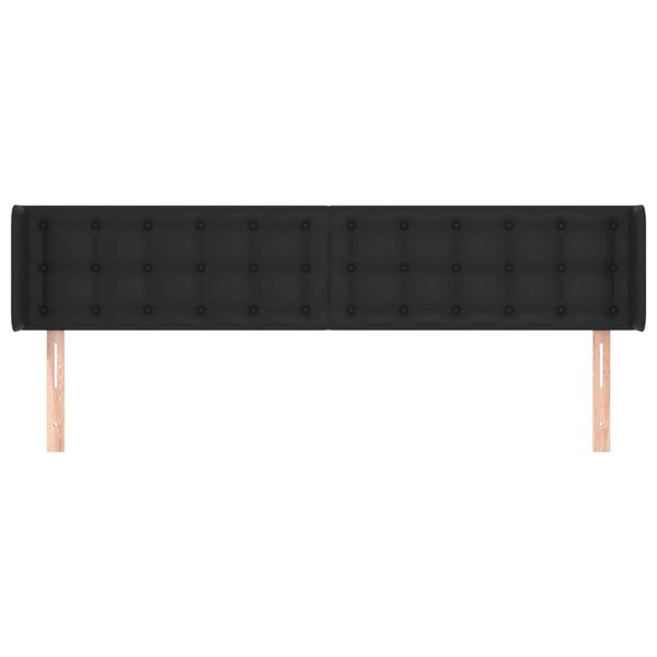 vidaXL Hoofdbord met randen 203x16x78/88 cm kunstleer zwart