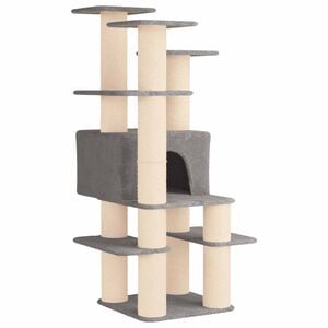 vidaXL Kattenboom met sisal krabpalen Lichtgrijs 161 cm
