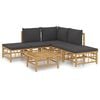 vidaXL 6-delige Loungeset met kussens bamboe donkergrijs