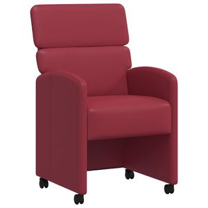 vidaXL Eetkamerstoelen met Wieltjes 2 st Kunstleer Wijnrood