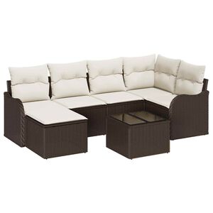 vidaXL Tuin Sofa Set met kussen 7 pcs Bruin Poly riet