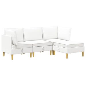 vidaXL Modulaire Sofa Set met Opslag 4 st Wit Stof