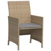 vidaXL 3-delige Bistroset met kussens poly rattan gemengd beige