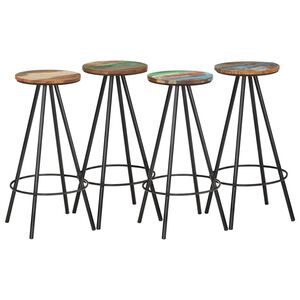 vidaXL Barkrukken 4 st massief gerecycled hout