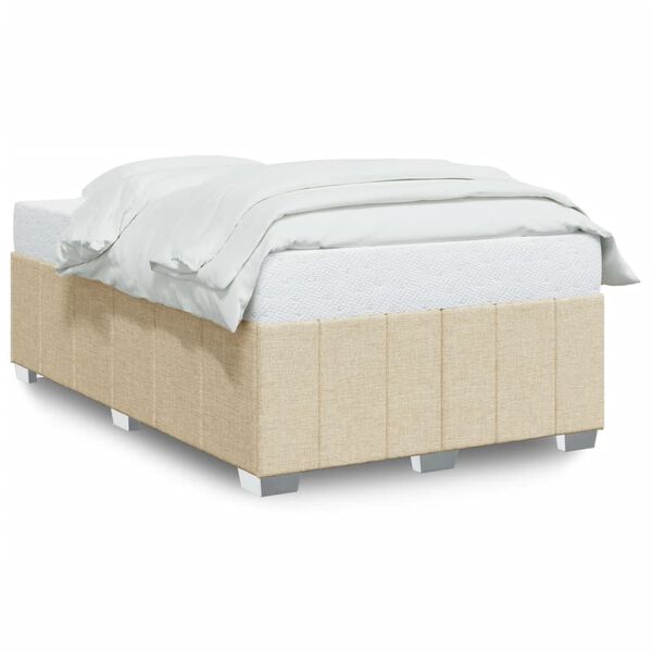 vidaXL Bedframe zonder matras 120x200 cm stof cr&egrave;mekleurig