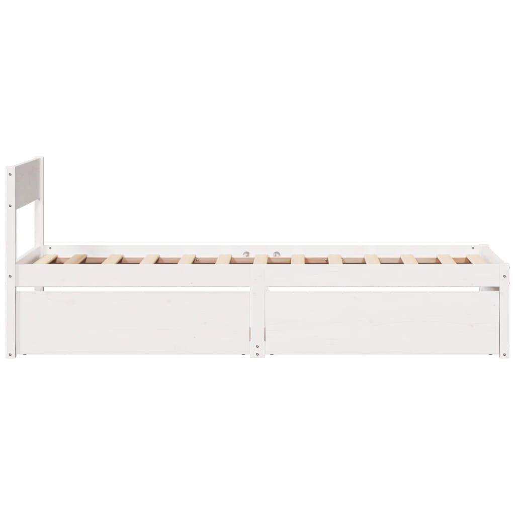 vidaXL Bedframe zonder matras massief grenenhout wit 75x190 cm