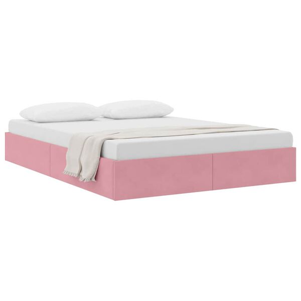 vidaXL Opslag bed met matras met hoofdeinde Roze 140 x 190 cm Fluweel