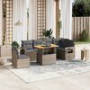 vidaXL 7-delige Loungeset met kussens poly rattan grijs