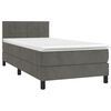 vidaXL Boxspring met matras en LED fluweel donkergrijs 90x200 cm