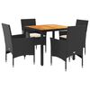 vidaXL 5-delige Tuinset met kussens poly rattan en acaciahout zwart
