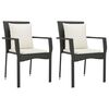 vidaXL Tuinstoelen 2 st met kussens poly rattan zwart
