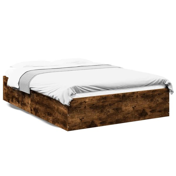vidaXL Bedframe bewerkt hout gerookt eikenkleurig 120x190 cm