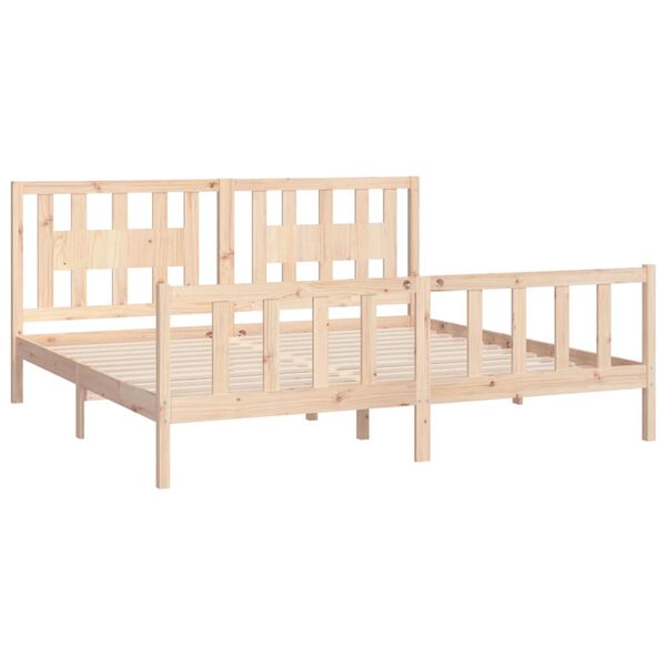 vidaXL Bedframe met hoofdbord massief grenenhout 200x200 cm