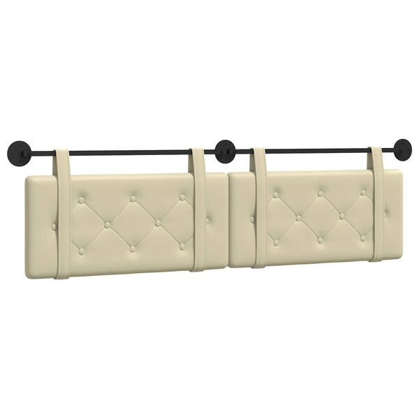 vidaXL Hangend Hoofdeinde Cr&egrave;me 170 x 55 x 5 cm Nep Leer