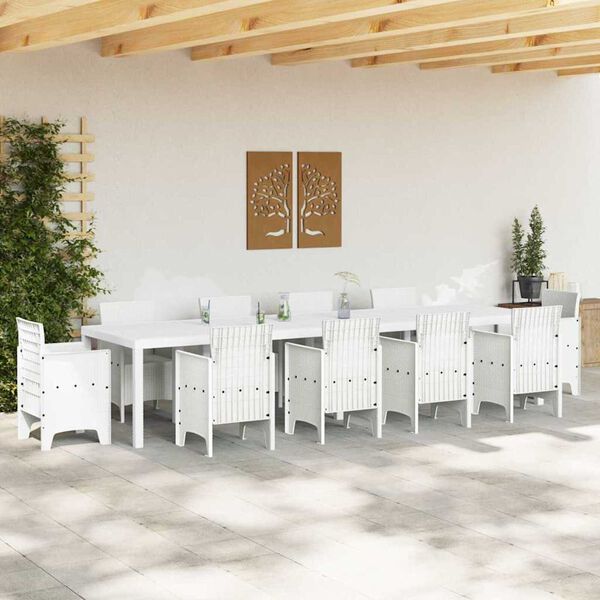vidaXL Tuin Eettafel Wit 350 x 100 x 73 cm poly rattan