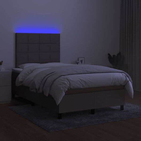 vidaXL Boxspring met matras en LED stof taupe 120x190 cm