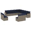 vidaXL 13-delige tuinbankset met kussens, grijs polyrotan