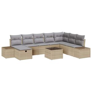 vidaXL Tuin Sofa Set met kussen 9 pcs Beige poly rattan