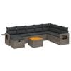vidaXL 9-delige Loungeset met kussens poly rattan grijs