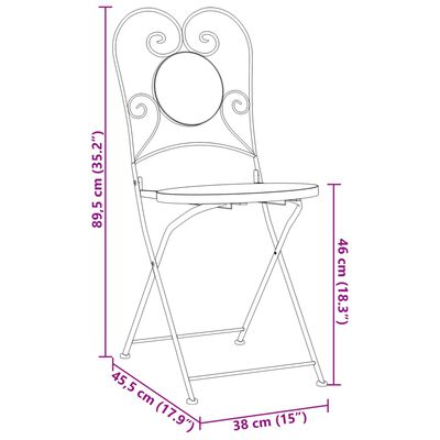 vidaXL Bistrostoelen 2 st inklapbaar keramiek terracottakleurig en wit