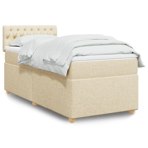 vidaXL Boxspring met matras stof cr&egrave;mekleurig 90x190 cm