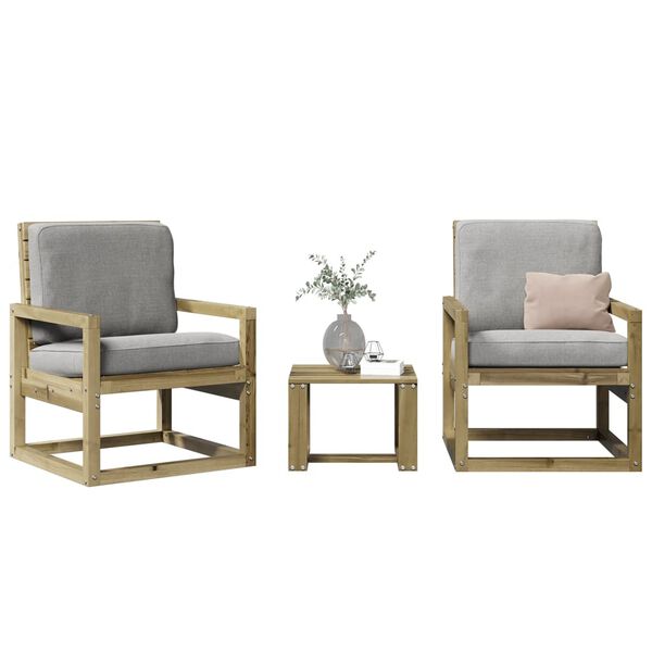 vidaXL 3-delige Loungeset geïmpregneerd grenenhout