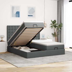 vidaXL Ottoman bed met matrassen en LED's 200x200cm stof donkergrijs