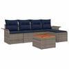 vidaXL Tuinbankenset 6 st Grijs en Marineblauw poly rattan