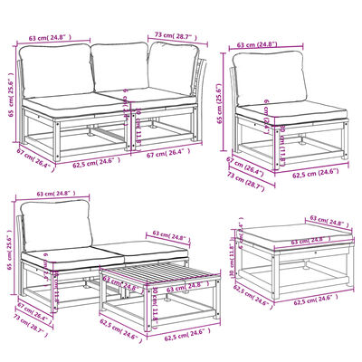 vidaXL 11-delige Loungeset met kussens massief acaciahout