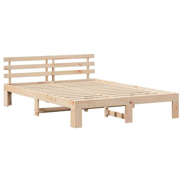 vidaXL Bedframe met hoofdeinde Naturel 150 x 200 cm Massief grenenhout