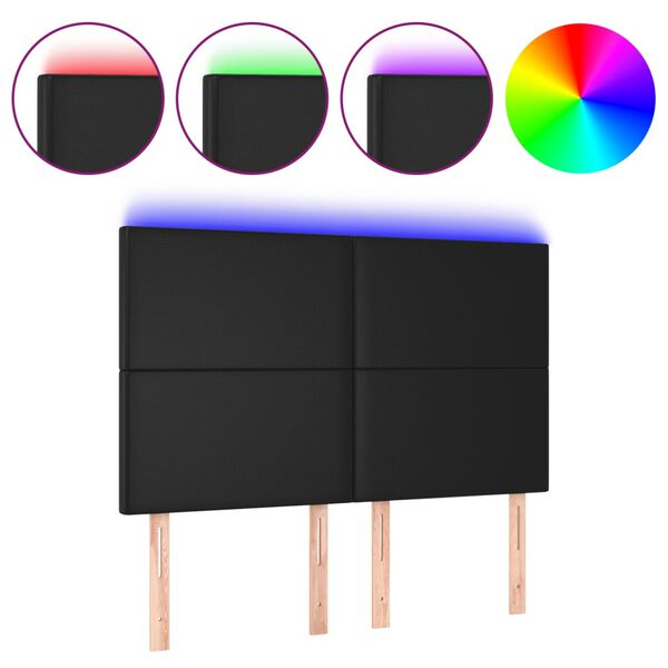 vidaXL Hoofdbord LED 144x5x118/128 cm kunstleer zwart