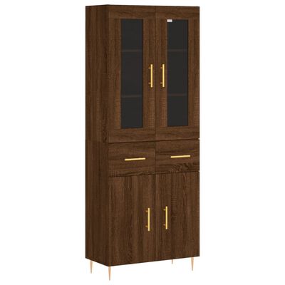 vidaXL Hoge kast 69,5x34x180 cm bewerkt hout bruin eikenkleur