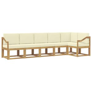 vidaXL Buiten bankenset 6 st Wit en cr&egrave;mekleurig Polyester
