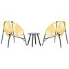 vidaXL Set tuinstoelen 3-delig poly rattan zwart en geel