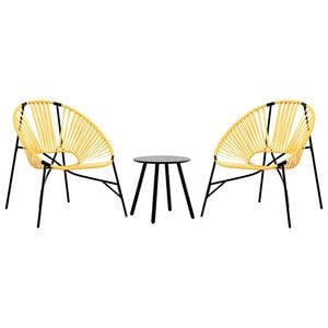 vidaXL Set tuinstoelen 3-delig poly rattan zwart en geel