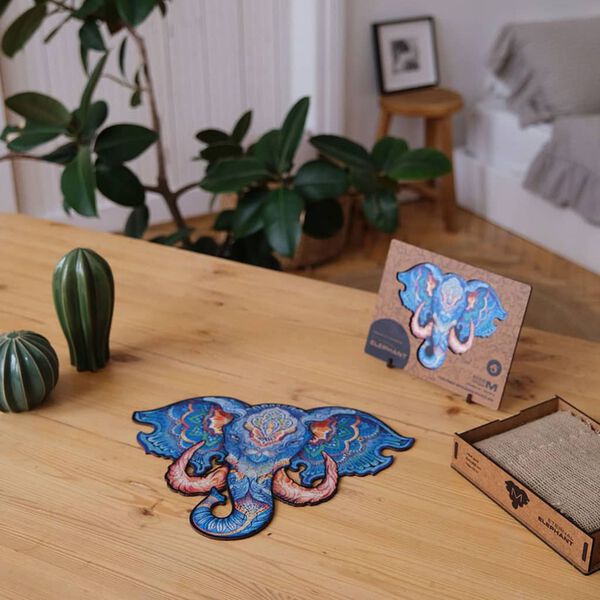 UNIDRAGON Puzzel Eternal Elephant 194 stukjes medium 34x26 cm hout