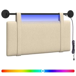 vidaXL Hangend hoofdbord Met LED-verlichting Cr&egrave;mekleurig Stof