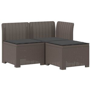 vidaXL 3-zits tuinbank met kussens in rattanlook PP Lichtgrijs