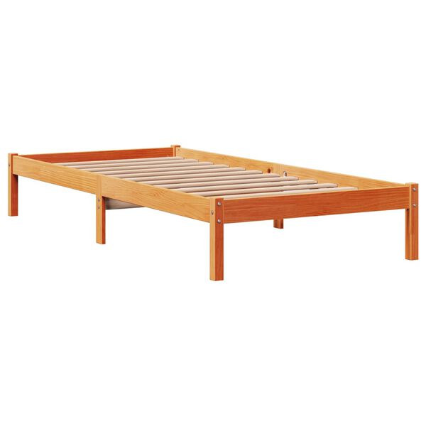 vidaXL Bedframe met hoofdbord massief grenenhout wasbruin 90x200 cm