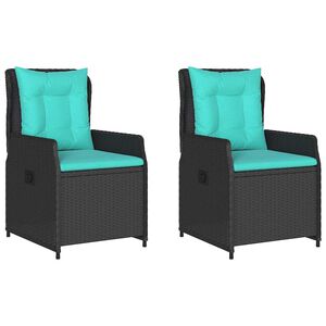 vidaXL Liggende tuinstoelen 2 stuks zwart polyrotan