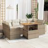 vidaXL 7-delige Loungeset met kussens poly rattan beige