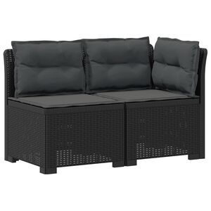 vidaXL Tweedelige Tuinbank met Kussens Rattan Look PP Antraciet