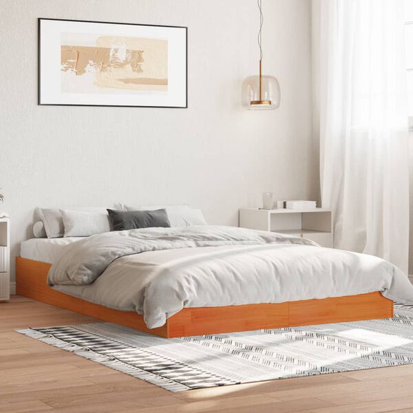 vidaXL Bedframe zonder matras massief grenenhout wasbruin 140x200 cm
