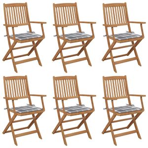 vidaXL Opklapbare stoelen (6 stuks) met kussens, gemaakt van massief acaciahout
