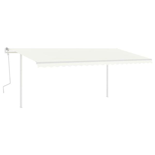 vidaXL Luifel handmatig uittrekbaar met palen 5x3 m cr&egrave;mekleurig