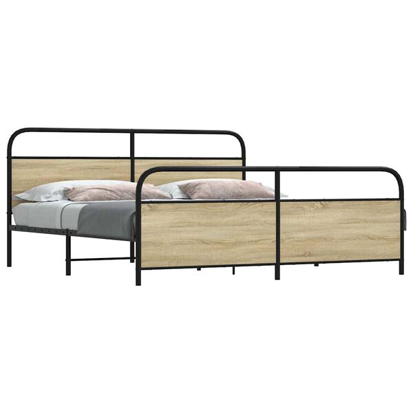 vidaXL Bedframe zonder matras metaal sonoma eikenkleurig 180x200 cm