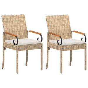 vidaXL Tuinstoelen 2 st Beige en Cr&egrave;me Wit Poly rattan en acacia