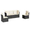 vidaXL 5-delige Loungeset met kussens poly rattan zwart
