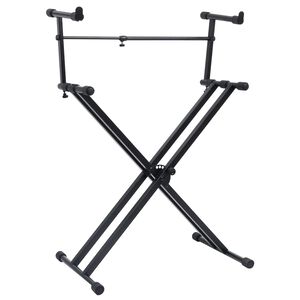 vidaXL Keyboardstandaard X-frame dubbel versterkt zwart