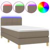 vidaXL Boxspring met matras en LED stof taupe 90x190 cm
